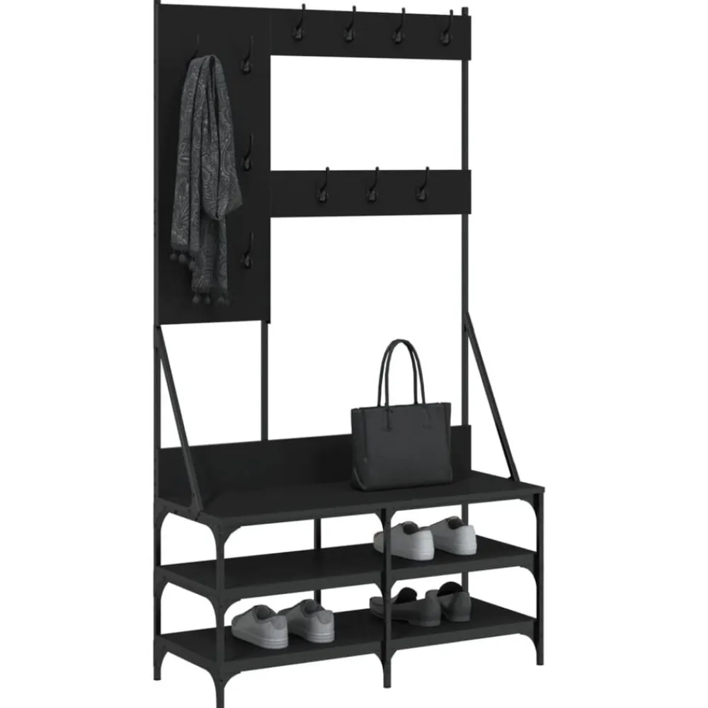 vidaXL Perchero con zapatero 100x40x184 cm Negro Online