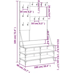 vidaXL Perchero con zapatero 100x40x184 cm Negro Online