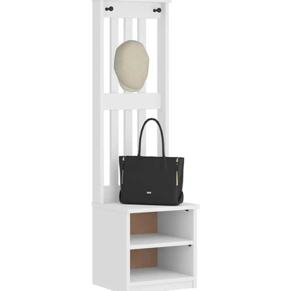 vidaXL Perchero de entrada SANDNES madera pino 45x40x159,5 cm Blanco Discount