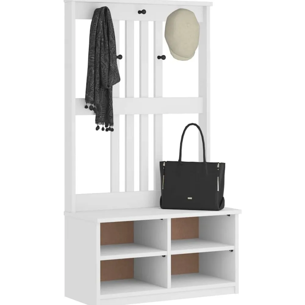 vidaXL Perchero de entrada SANDNES madera pino 87x40x159,5 cm Blanco Hot