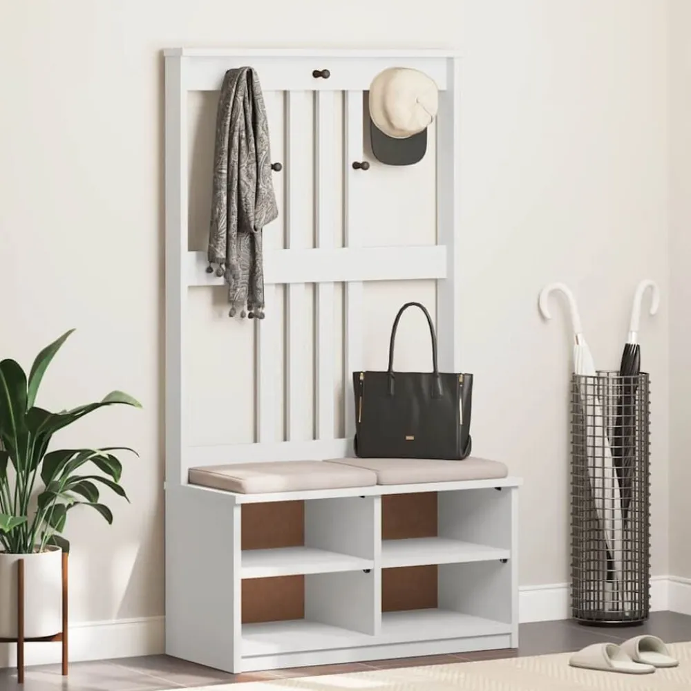 vidaXL Perchero de entrada SANDNES madera pino 87x40x159,5 cm Blanco Hot