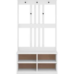 vidaXL Perchero de entrada SANDNES madera pino 87x40x159,5 cm Blanco Hot