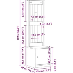 vidaXL Perchero de entrada SANDNES 45x40x159,5cm madera maciza de pino Acabado de nogal Outlet