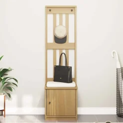 vidaXL Perchero de entrada SANDNES 45x40x159,5cm madera maciza de pino Acabado de nogal Outlet