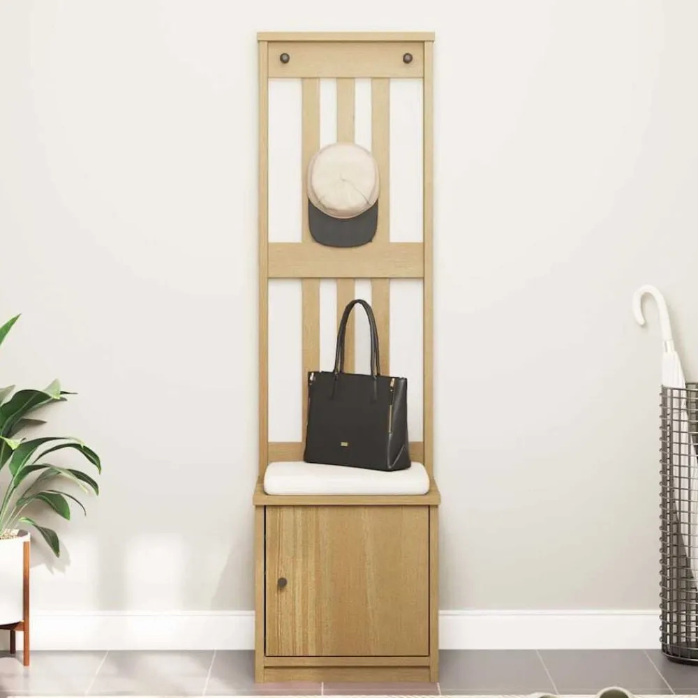 vidaXL Perchero de entrada SANDNES 45x40x159,5cm madera maciza de pino Acabado de nogal Outlet
