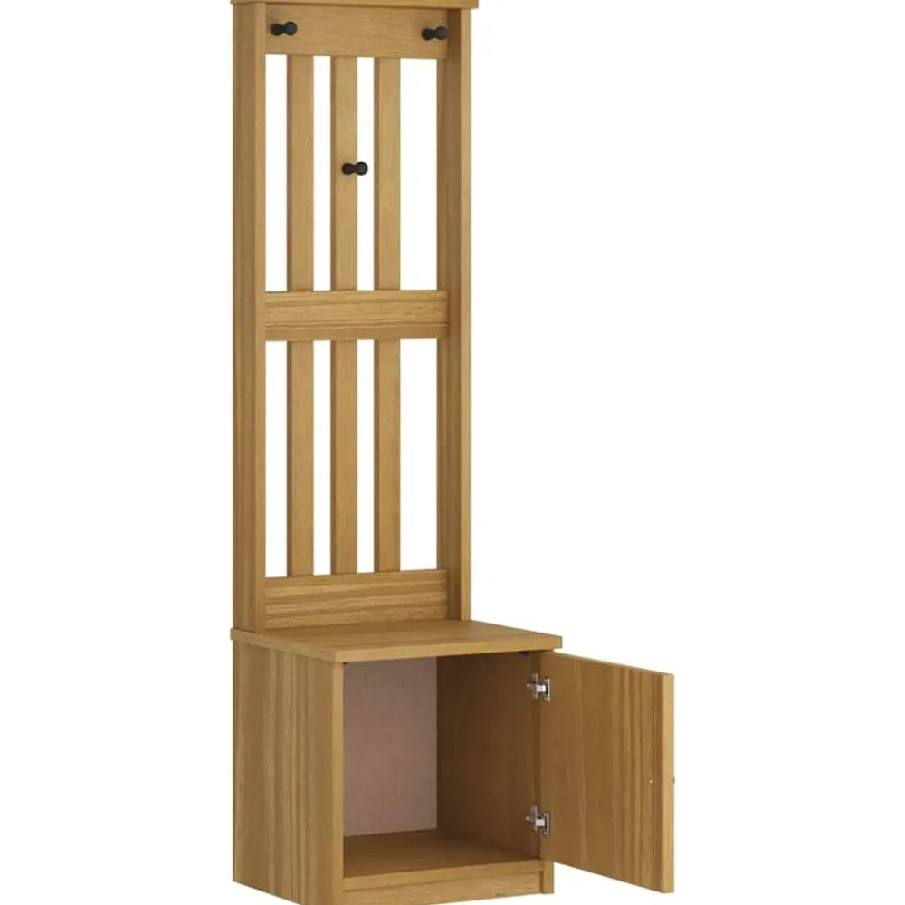 vidaXL Perchero de entrada SANDNES 45x40x159,5cm madera maciza de pino Acabado de nogal Outlet