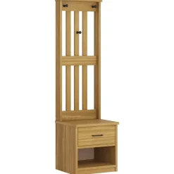 vidaXL Perchero de entrada SANDNES 45x40x159,5cm madera maciza de pino Acabado de nogal Best