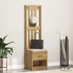 vidaXL Perchero de entrada SANDNES 45x40x159,5cm madera maciza de pino Acabado de nogal Best
