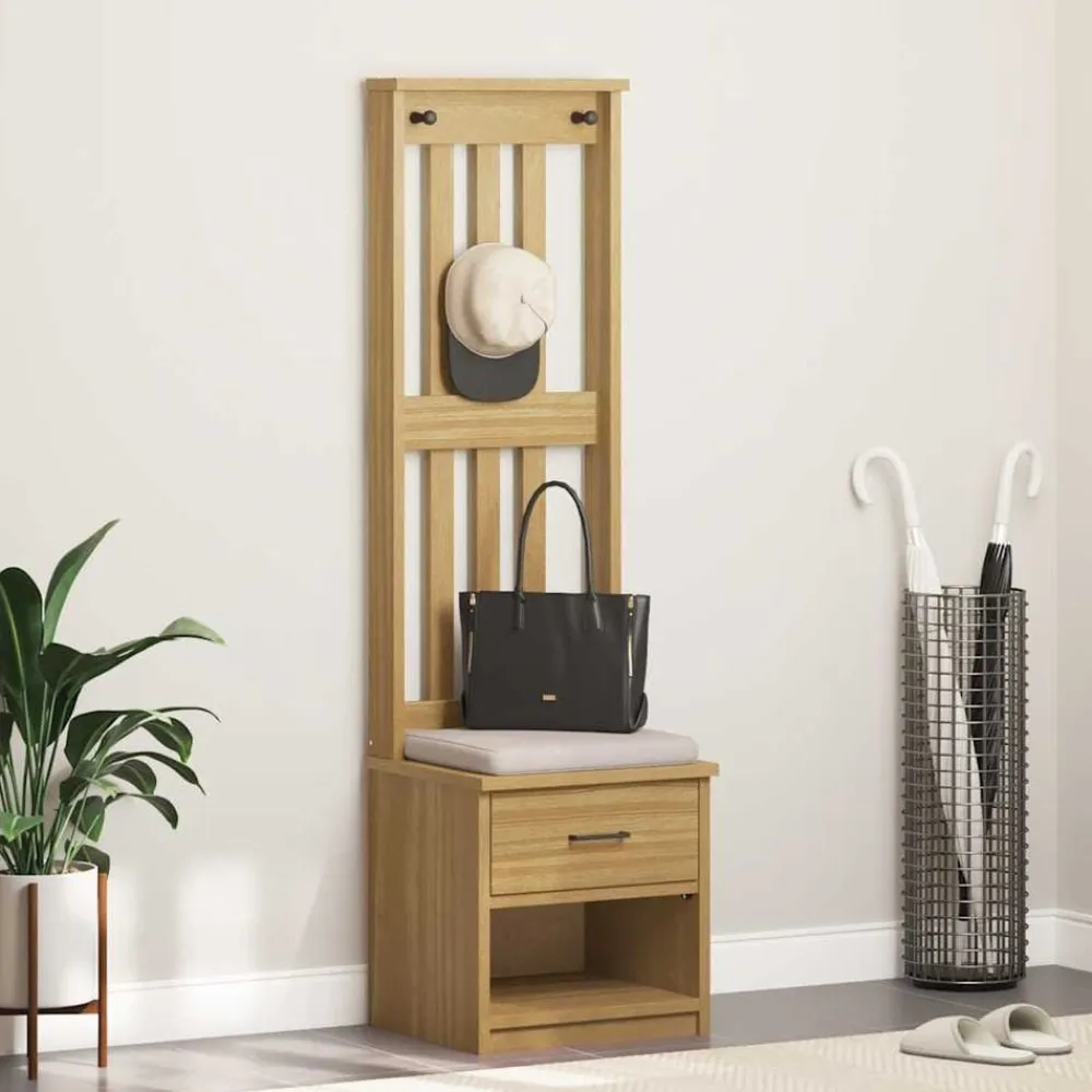 vidaXL Perchero de entrada SANDNES 45x40x159,5cm madera maciza de pino Acabado de nogal Best