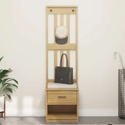 vidaXL Perchero de entrada SANDNES 45x40x159,5cm madera maciza de pino Acabado de nogal Best