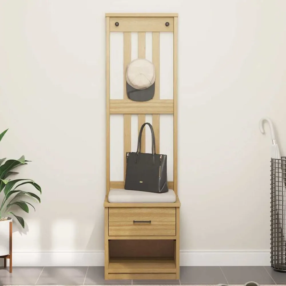 vidaXL Perchero de entrada SANDNES 45x40x159,5cm madera maciza de pino Acabado de nogal Best