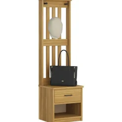 vidaXL Perchero de entrada SANDNES 45x40x159,5cm madera maciza de pino Acabado de nogal Best