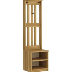 vidaXL Perchero de entrada SANDNES 45x40x159,5cm madera maciza de pino Acabado de nogal Sale