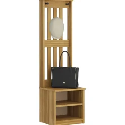 vidaXL Perchero de entrada SANDNES 45x40x159,5cm madera maciza de pino Acabado de nogal Sale