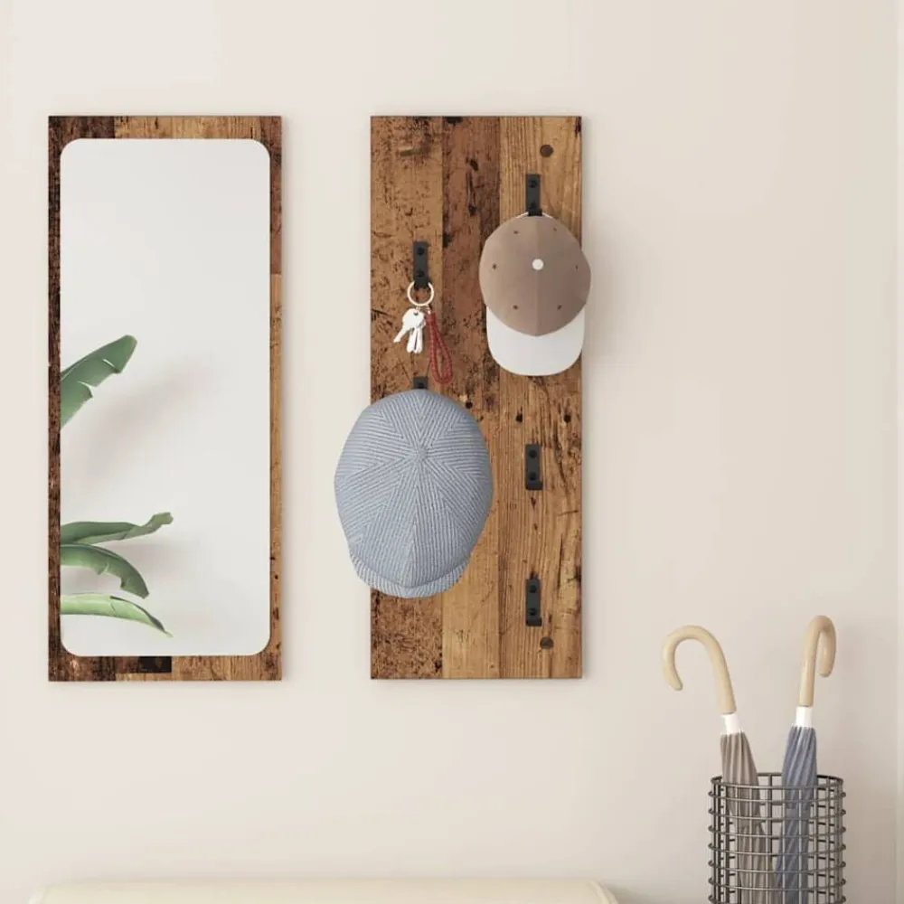 vidaXL Estanterías-Perchero de pared Madera vieja 30 x 1,5 x 80 cm