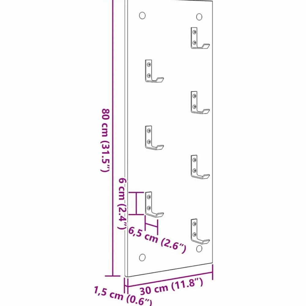 vidaXL Estanterías-Perchero de pared Madera vieja 30 x 1,5 x 80 cm