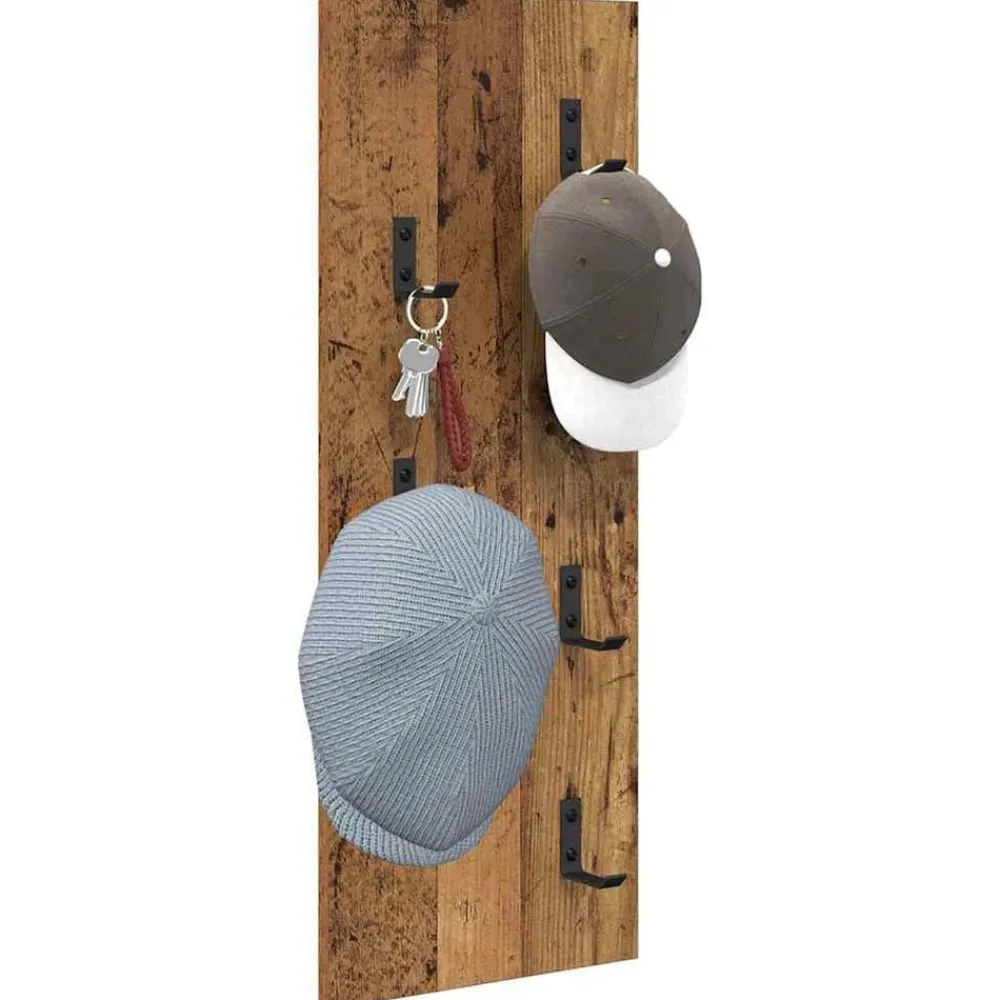 vidaXL Estanterías-Perchero de pared Madera vieja 30 x 1,5 x 80 cm