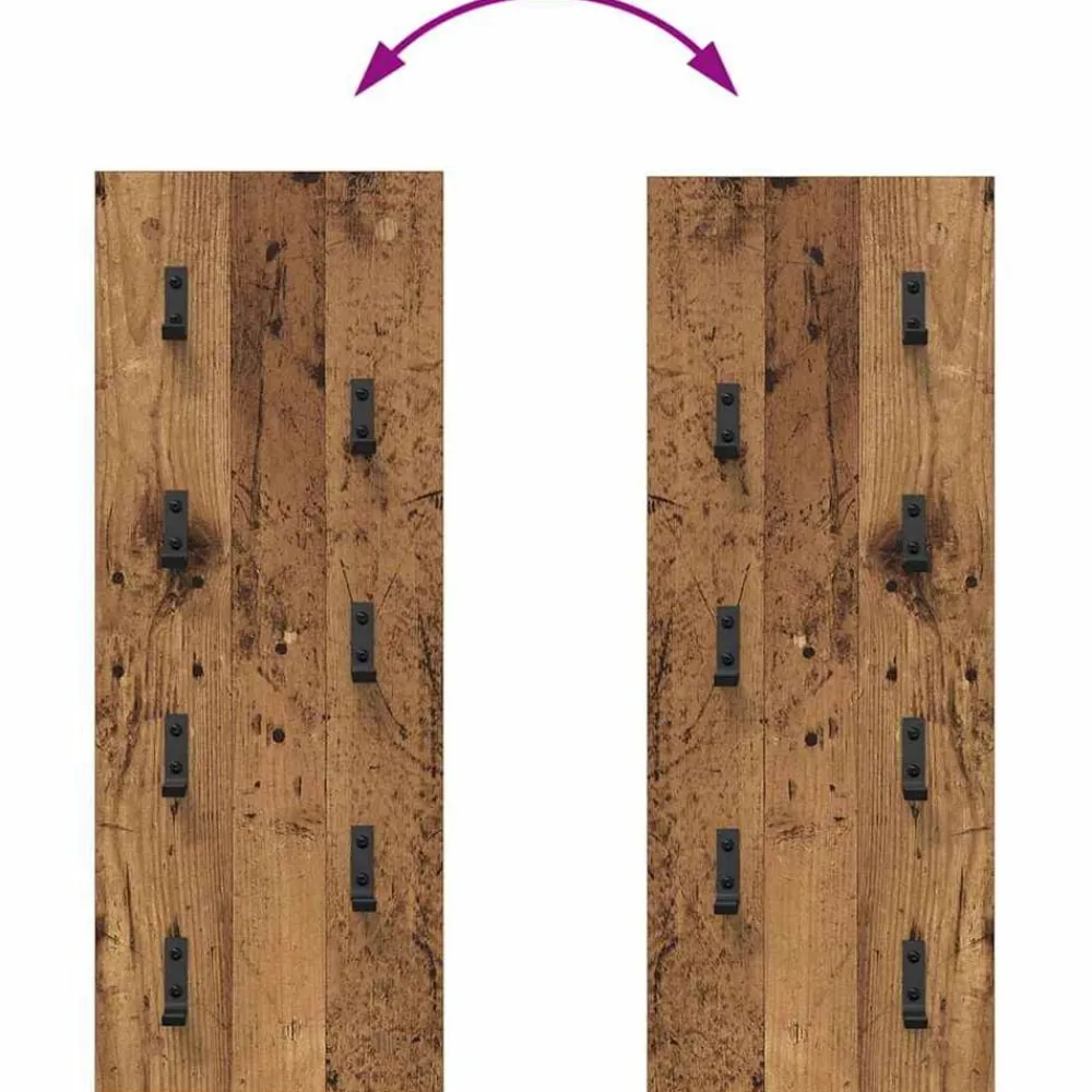 vidaXL Estanterías-Perchero de pared Madera vieja 30 x 1,5 x 80 cm
