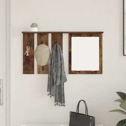 vidaXL Perchero de pared con estante 85 x 10 x 45 cm Roble ahumado Hot