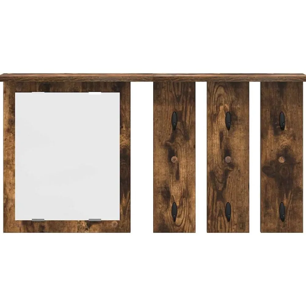 vidaXL Perchero de pared con estante 85 x 10 x 45 cm Roble ahumado Hot