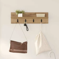 vidaXL Estanterías-Perchero de pared Roble artesanal 60 x 10,5 x 18 cm