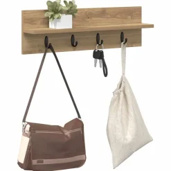 vidaXL Estanterías-Perchero de pared Roble artesanal 60 x 10,5 x 18 cm
