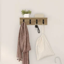 vidaXL Estanterías-Perchero de pared Roble artesanal 40 x 10,5 x 10,5 cm