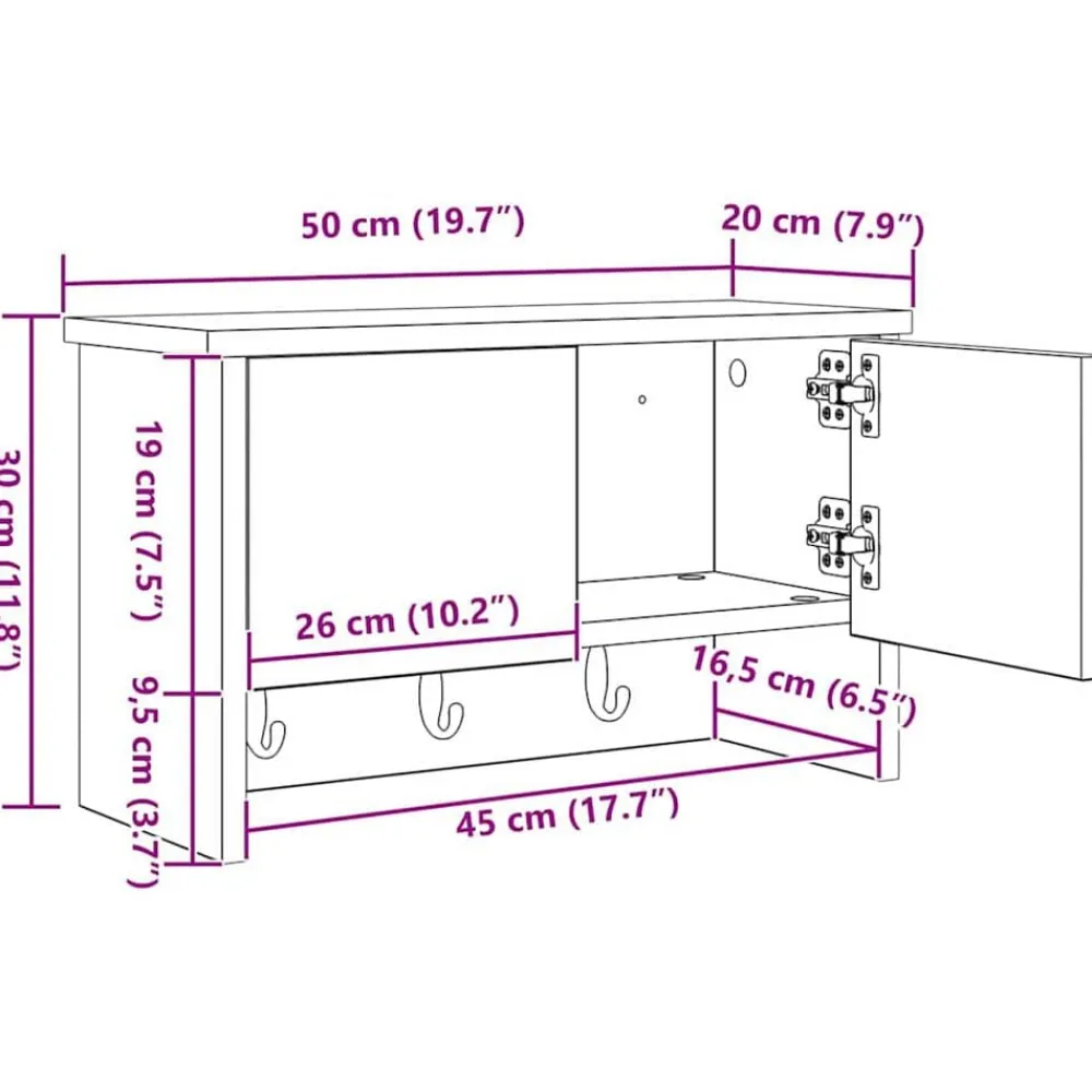vidaXL Estanterías-Perchero de pared con estante 50 x 20 x 30 cm