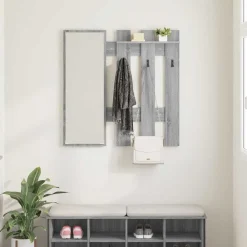 vidaXL Perchero de pared con espejo 100 x 10 x 100 cm Gris sonoma Clearance