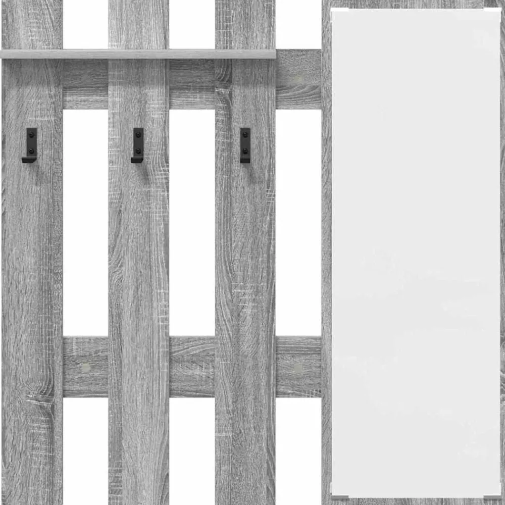 vidaXL Perchero de pared con espejo 100 x 10 x 100 cm Gris sonoma Clearance