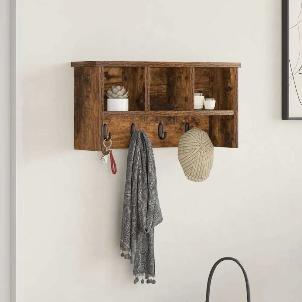 vidaXL Estanterías-Perchero de pared con estante 50 x 16 x 26 cm
