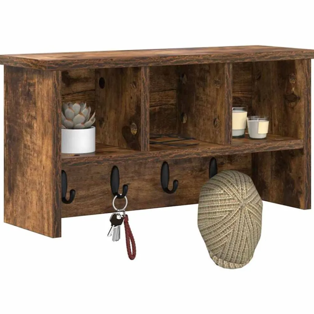 vidaXL Estanterías-Perchero de pared con estante 50 x 16 x 26 cm