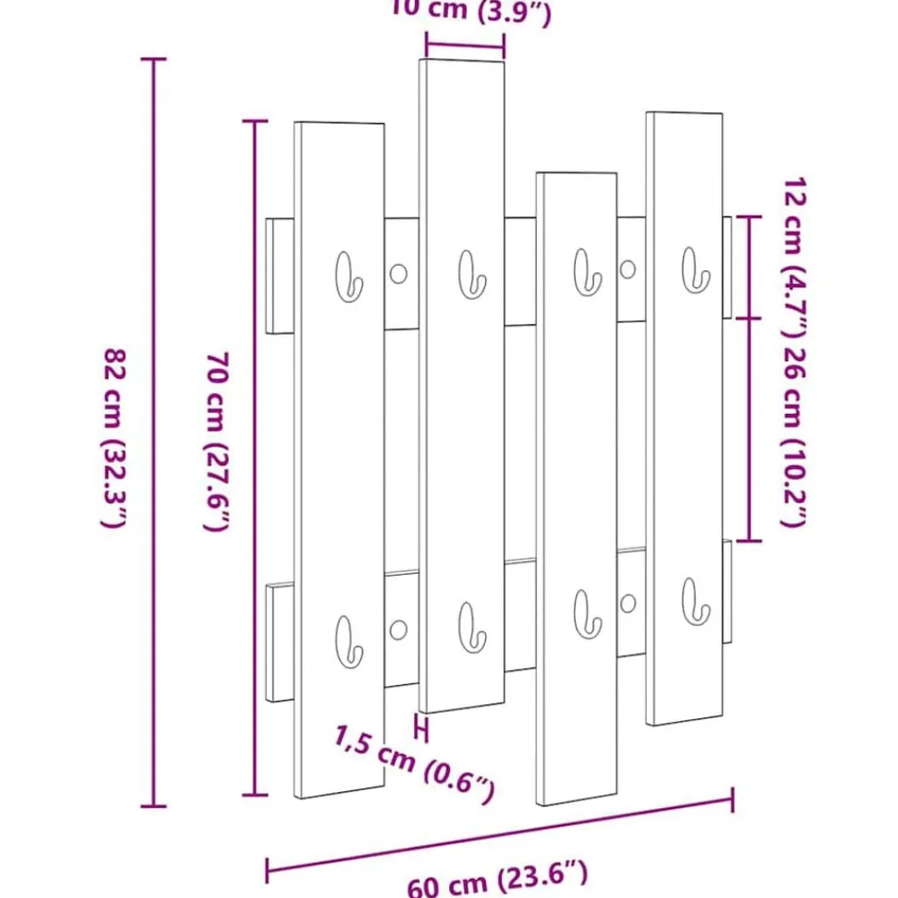 vidaXL Estanterías-Perchero de pared 60 x 3 x 82 cm