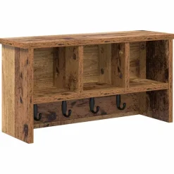 vidaXL Perchero de pared con estante Madera vieja 50 x 16 x 26 cm Madera envejecida Sale