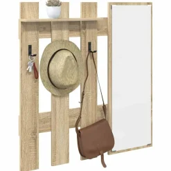 vidaXL Perchero de pared con espejo 100 x 10 x 100 cm Roble Sonoma Discount