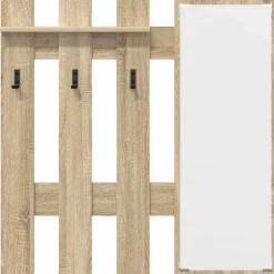 vidaXL Perchero de pared con espejo 100 x 10 x 100 cm Roble Sonoma Discount