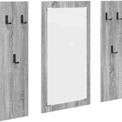 vidaXL Estanterías-Perchero de pared con espejo 96 x 1,5 x 90 cm