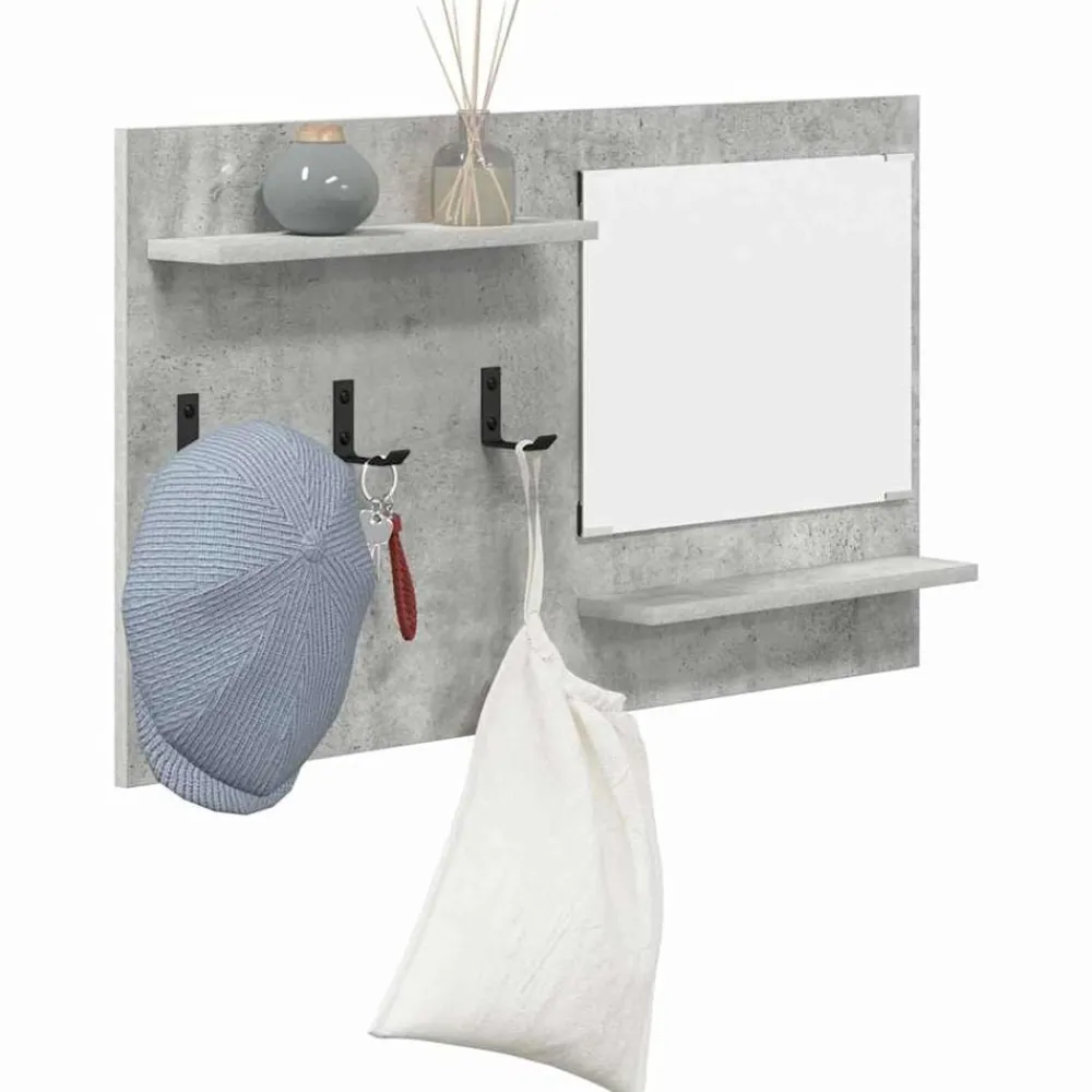 vidaXL Estanterías-Perchero de pared con estante Gris Concreto 90 x 10 x 50 cm