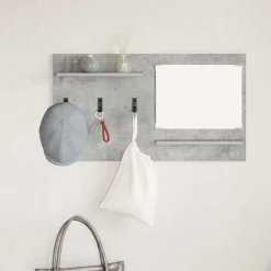 vidaXL Estanterías-Perchero de pared con estante Gris Concreto 90 x 10 x 50 cm