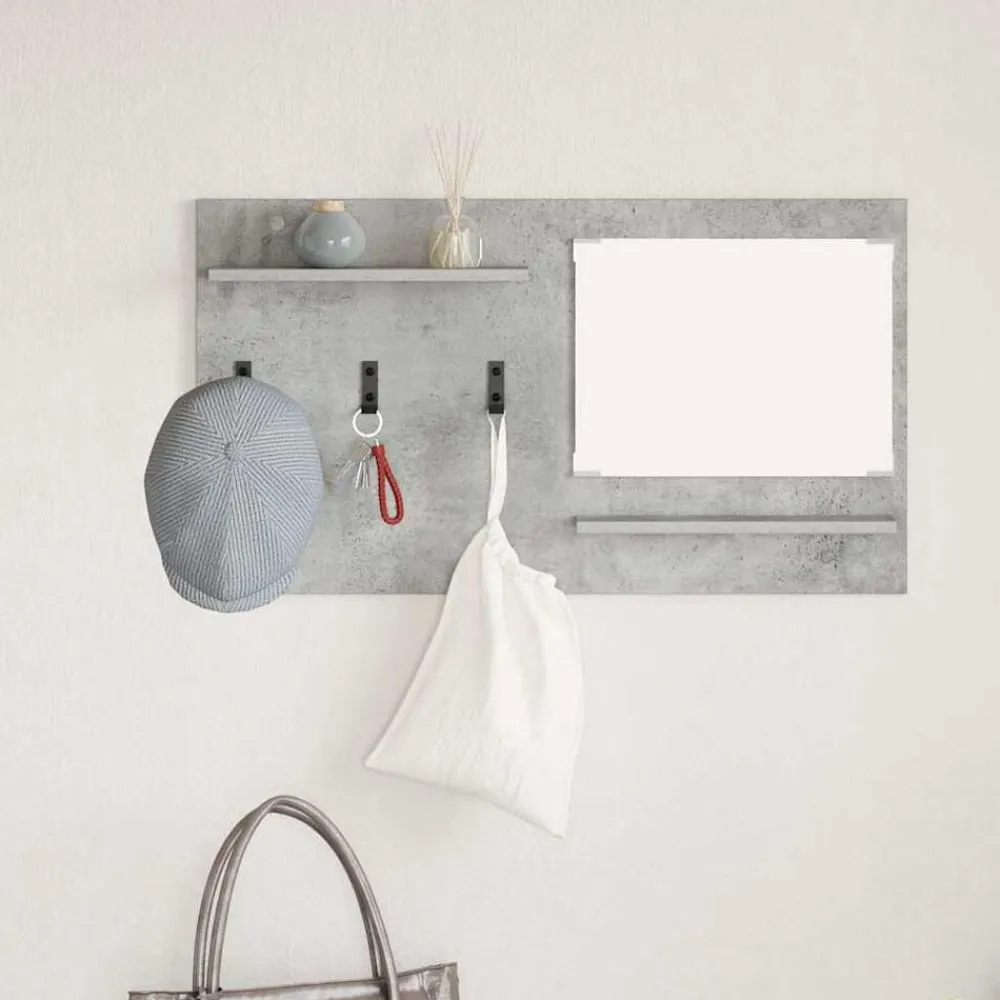 vidaXL Estanterías-Perchero de pared con estante Gris Concreto 90 x 10 x 50 cm