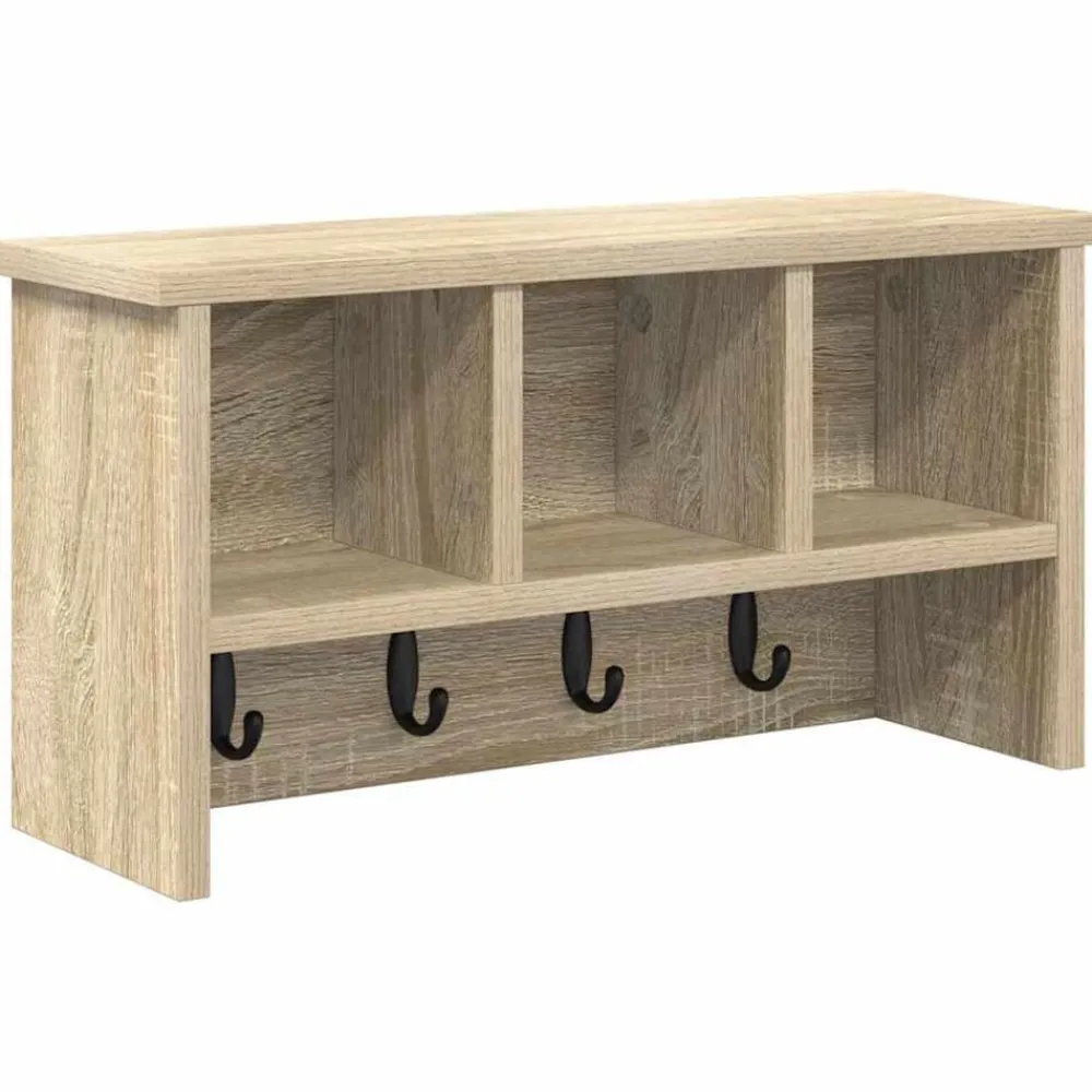 vidaXL Perchero de pared con estante 50 x 16 x 26 cm Roble Sonoma New