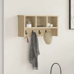 vidaXL Perchero de pared con estante 50 x 16 x 26 cm Roble Sonoma New