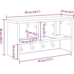 vidaXL Perchero de pared con estante 50 x 16 x 26 cm Roble Sonoma New