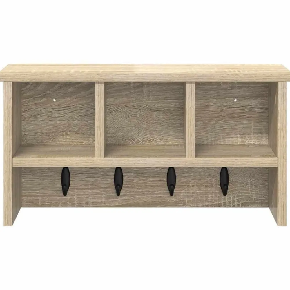 vidaXL Perchero de pared con estante 50 x 16 x 26 cm Roble Sonoma New