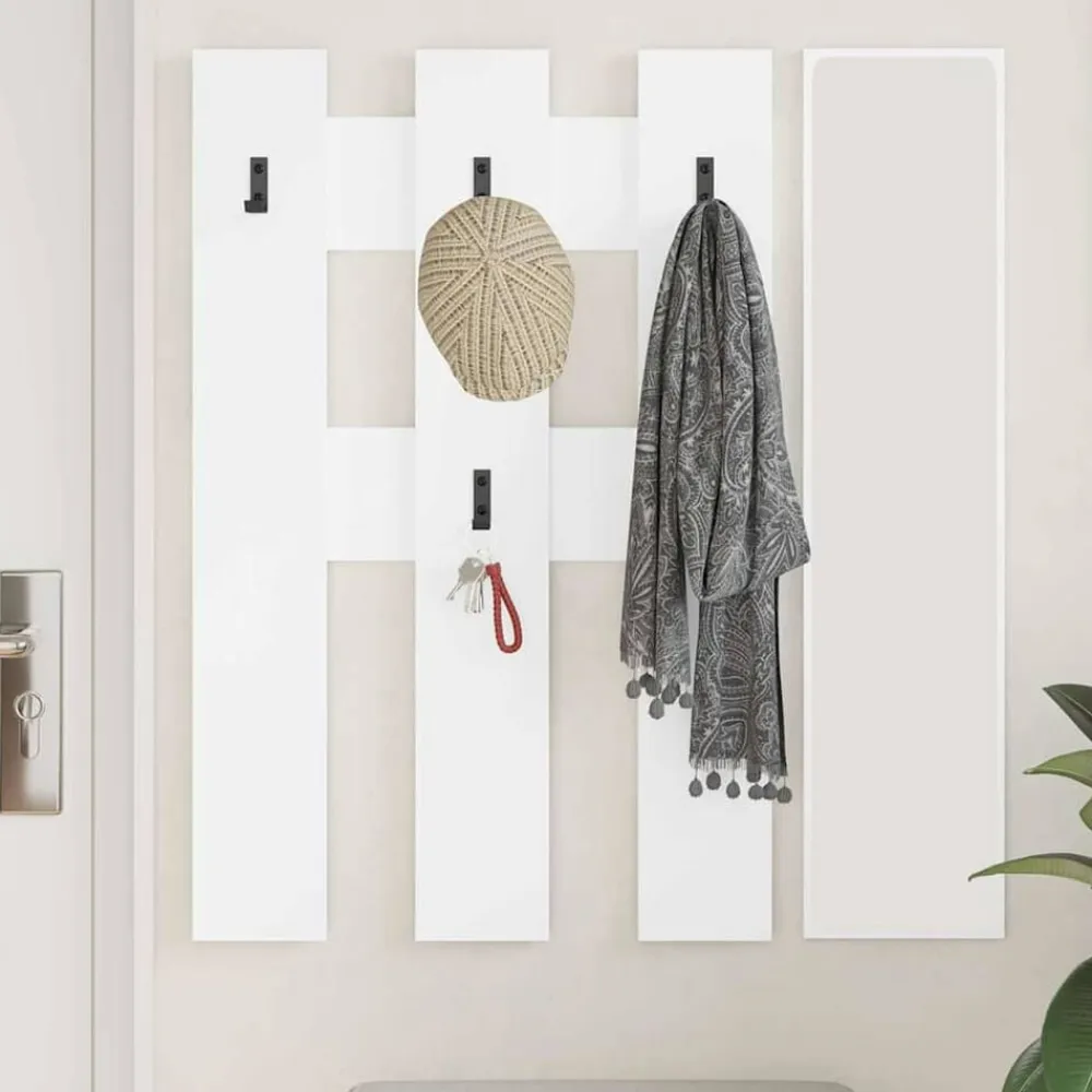 vidaXL Perchero de pared 65 x 3 x 100 cm Madera de ingeniería White Hot