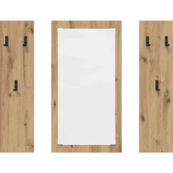 vidaXL Perchero de pared con espejo Roble artesanal 96 x 1,5 x 90 cm Roble artisan Clearance