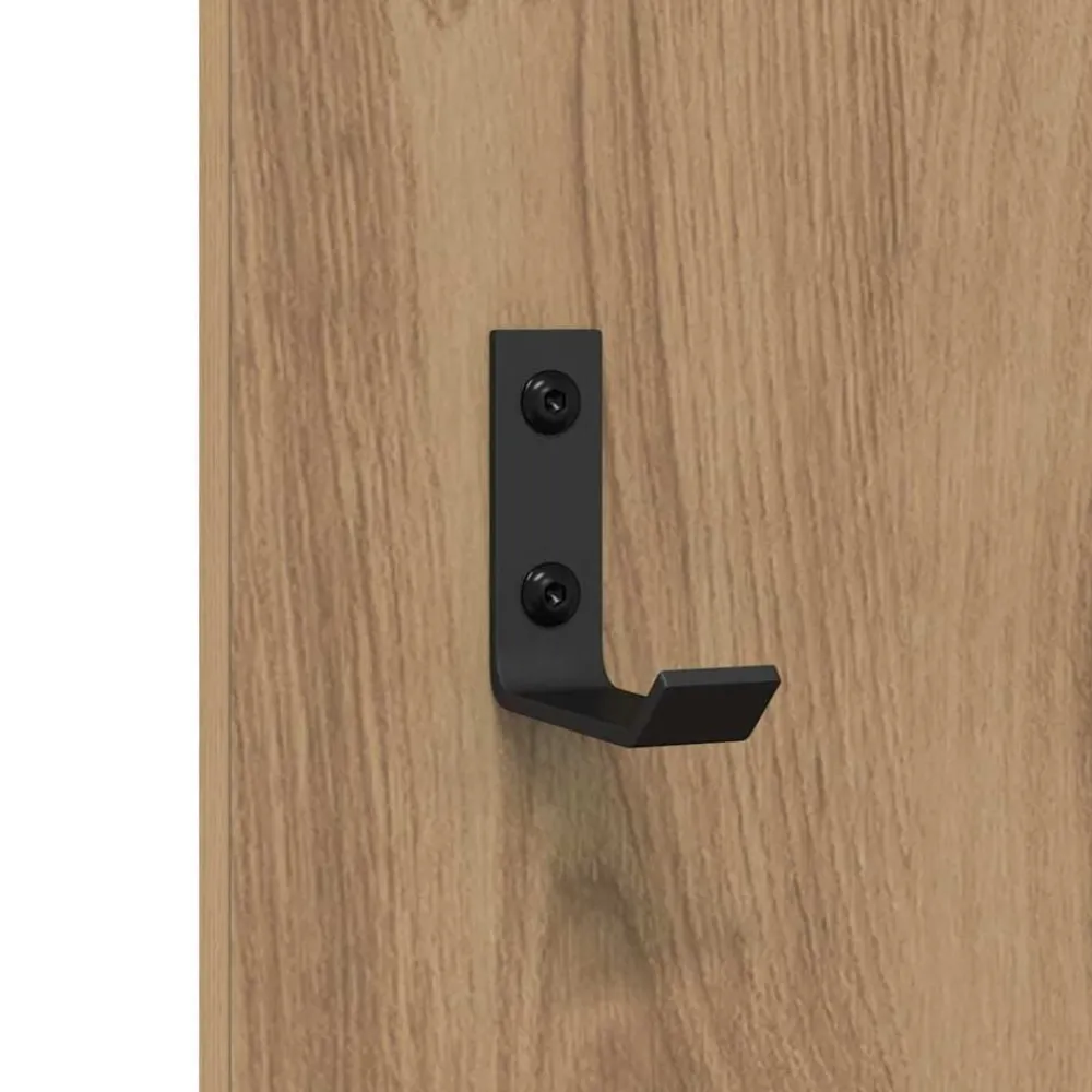 vidaXL Perchero de pared con espejo Roble artesanal 96 x 1,5 x 90 cm Roble artisan Clearance