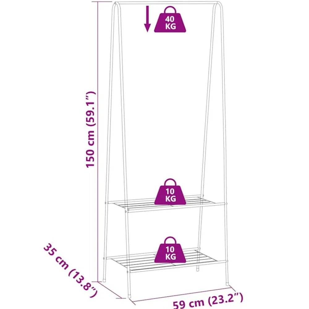 vidaXL Productos Del Hogar-Perchero de ropa 59x35x150 cm