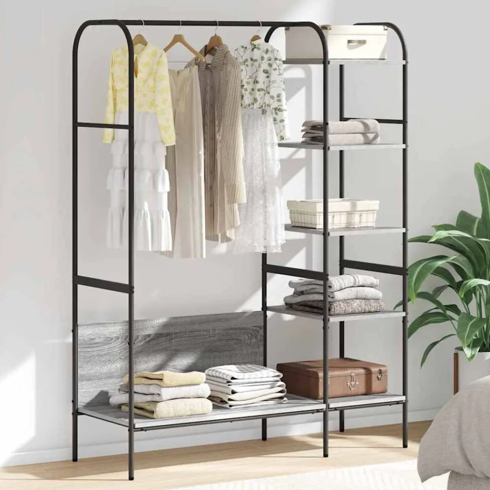vidaXL Perchero para ropa Gris 120 x 44 x 160 cm Madera de ingeniería Gris sonoma New