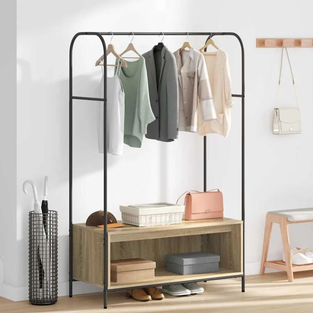 vidaXL Productos Del Hogar-Perchero para ropa Roble Marrón 100 x 44 x 160 cm